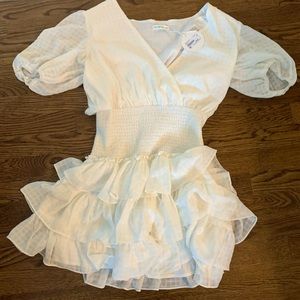 White Preppy Ruffle Mini Dress